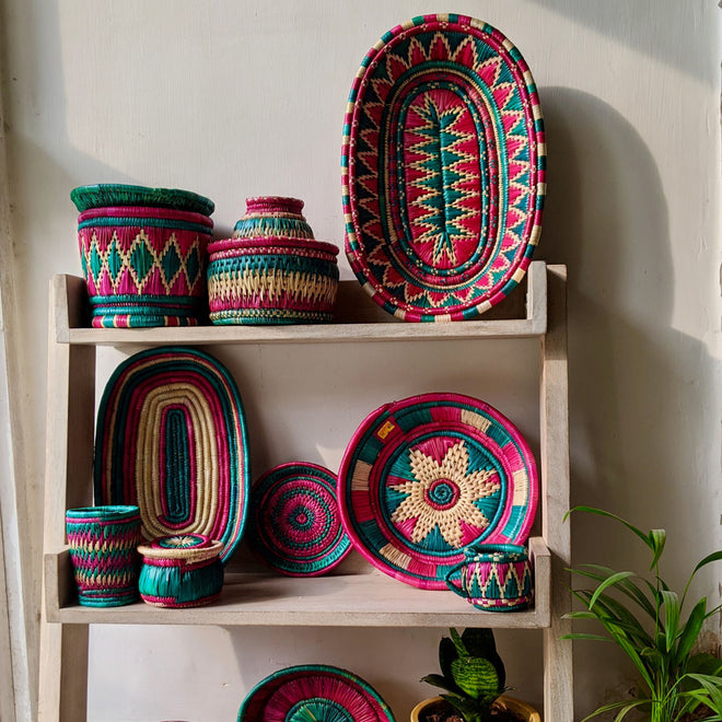 Sikki Grass Basket &amp; Trays