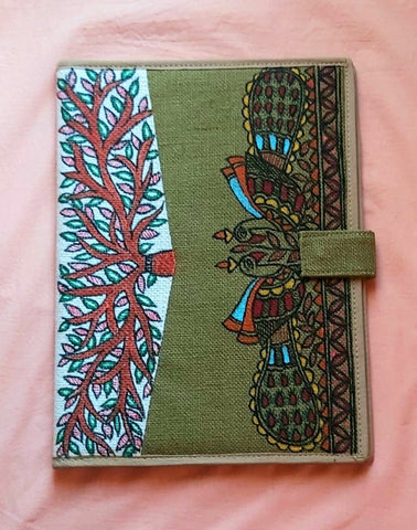 Madhubani Painting Jute File Folder