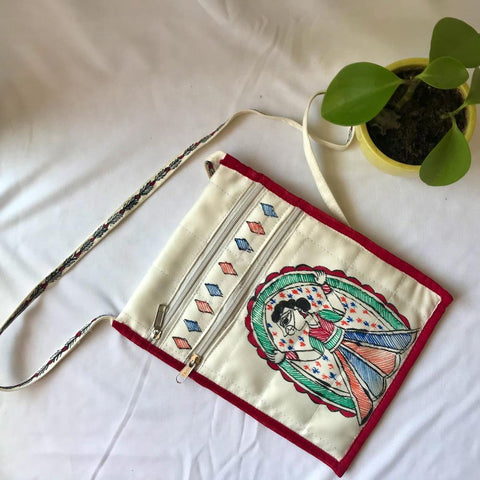 Hand Painted Sling Bag Mithila Gram