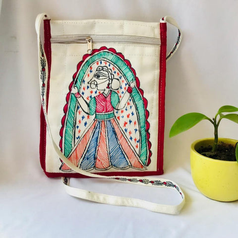 Hand Painted Sling Bag Mithila Gram