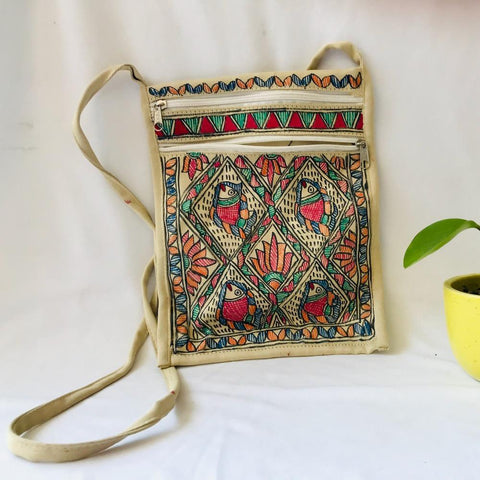 Hand Painted Sling Bag Mithila Gram