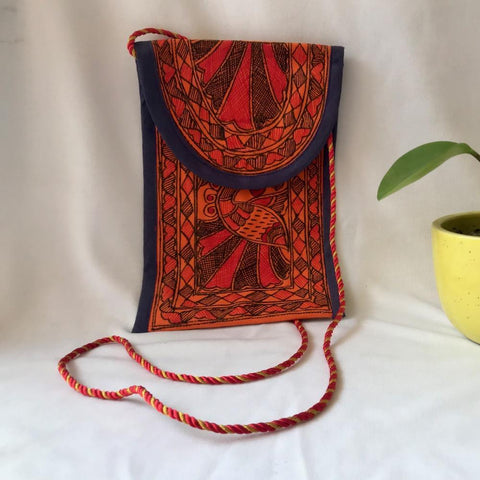 Hand Painted Sling Bag Mithila Gram