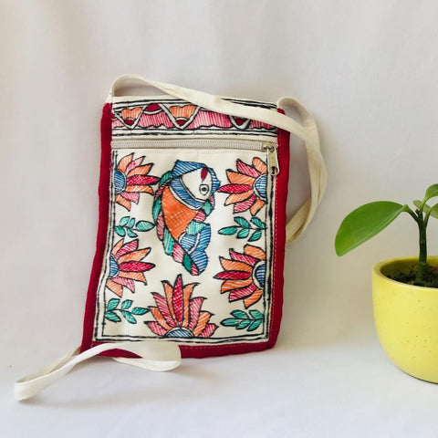 Hand Painted Sling Bag Mithila Gram