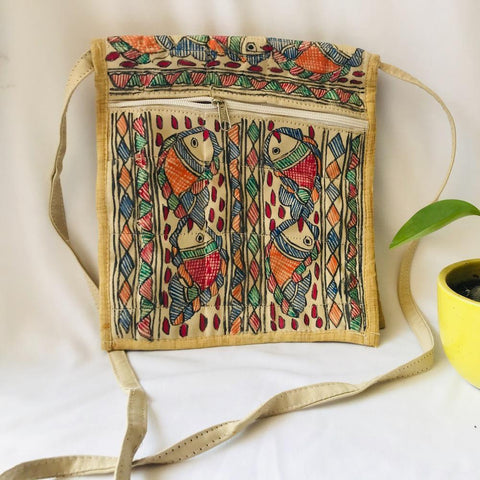 Hand Painted Sling Bag Mithila Gram