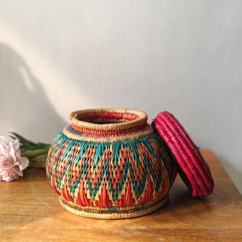 Handcrafted Sikki Grass Medium Storage Mithila Gram