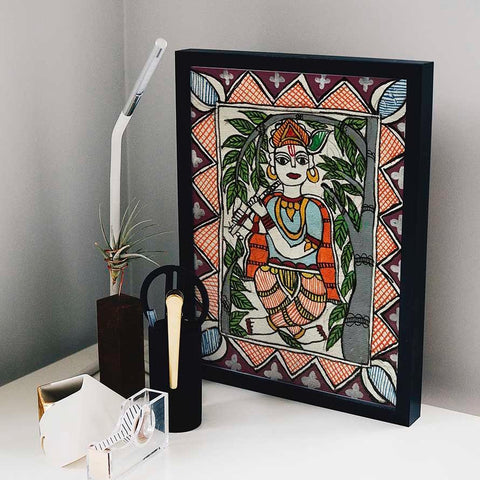 Handmade Paper Krishna Poster Mithila Gram