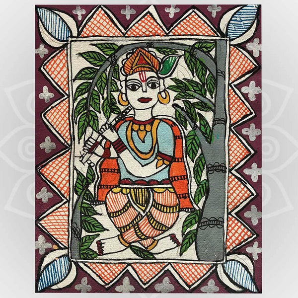Handmade Paper Krishna Poster Mithila Gram