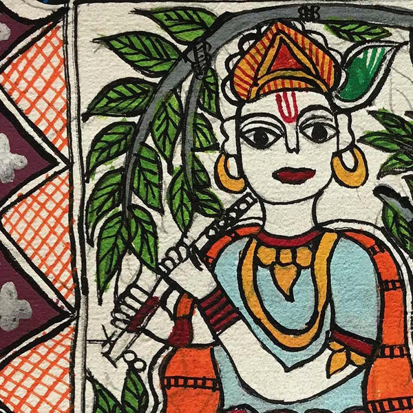Handmade Paper Krishna Poster Mithila Gram