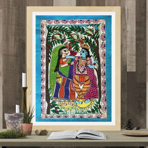 Handmade Paper Krishna Poster Mithila Gram