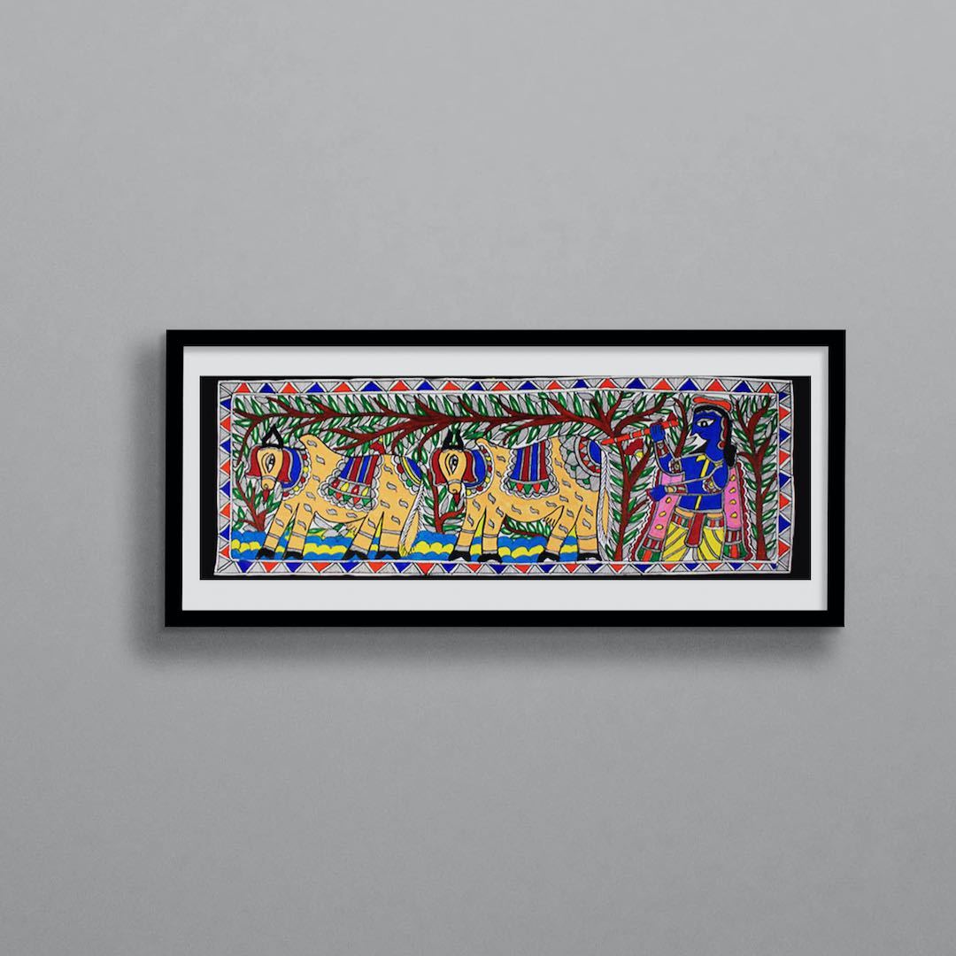 Handmade Paper Krishna Poster Mithila Gram