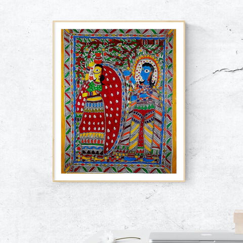 Handmade Paper Krishna Poster Mithila Gram