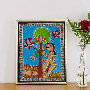 Handmade Paper Krishna Poster Mithila Gram