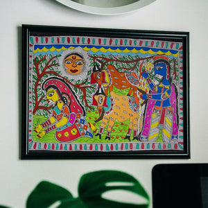 Handmade Paper Krishna Poster Mithila Gram