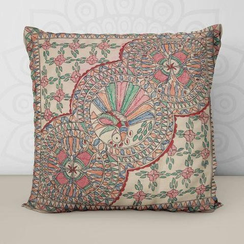 Handpainted Brown Cushion Cover (Set of 5) Mithila Gram