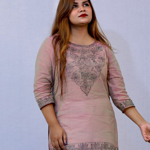 Handpainted Cotton Kurti Mithila Gram