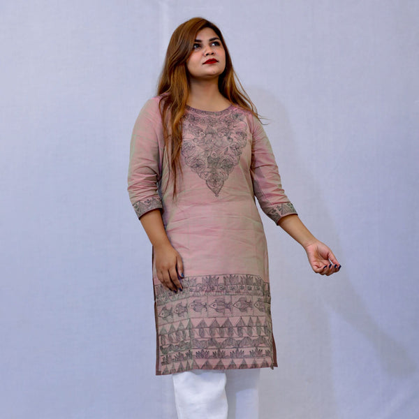 Handpainted Cotton Kurti Mithila Gram