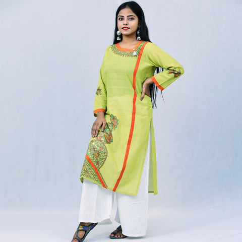 Handpainted Cotton Kurti Mithila Gram