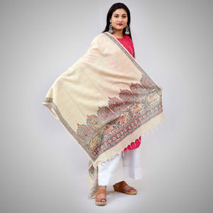 Handpainted Kadhi Cotton Light brown Dupatta Mithila Gram