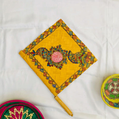 Madhubani Painted Handfan Mithila Gram