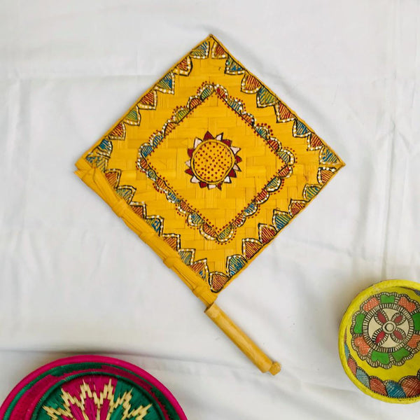 Madhubani Painted Handfan Mithila Gram