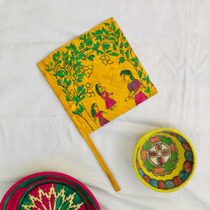 Madhubani Painted Handfan Mithila Gram