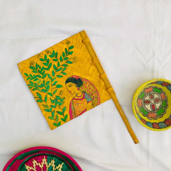 Madhubani Painted Handfan Mithila Gram