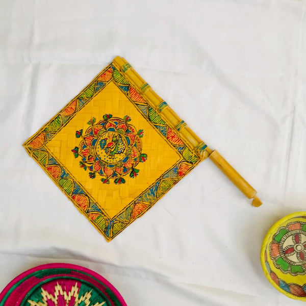 Madhubani Painted handfan Mithila Gram