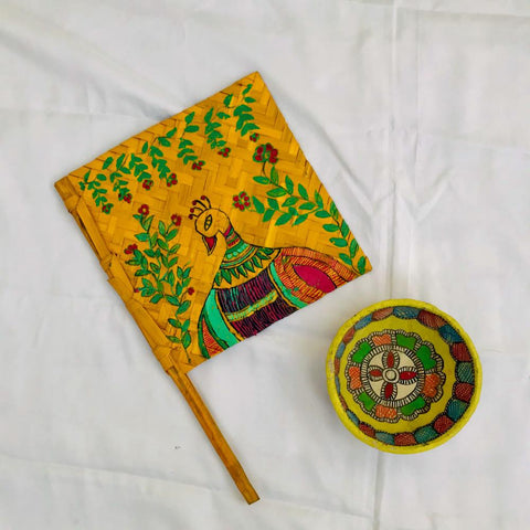 Madhubani Painted handfan Mithila Gram