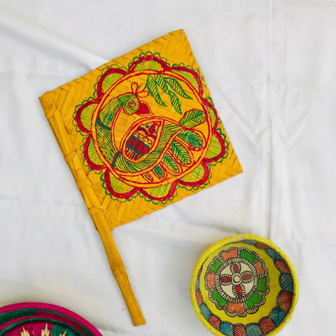 Madhubani Painted handfan Mithila Gram