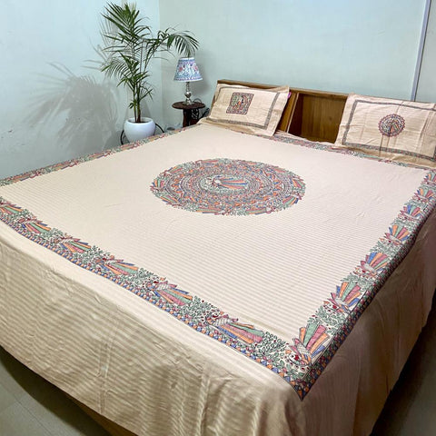 Madhubani Painting Double Bedsheet