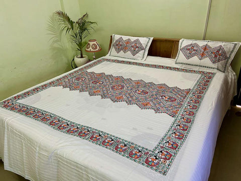 Madhubani Painting Double Bedsheet Mithila Gram