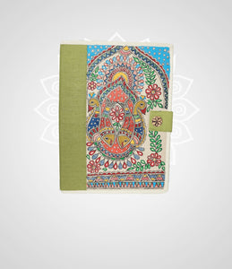 Madhubani Painting Jute File Folder Mithila Gram