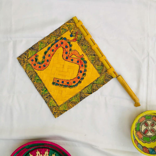 Madhubani painted Handfan Mithila Gram