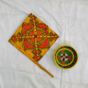 Madhubani painted Handfan Mithila Gram