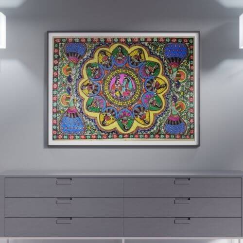 Silk Raas Leela Wall Painting Mithila Gram