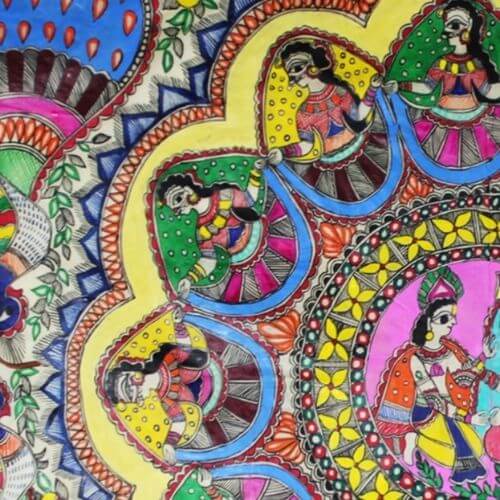 Silk Raas Leela Wall Painting Mithila Gram